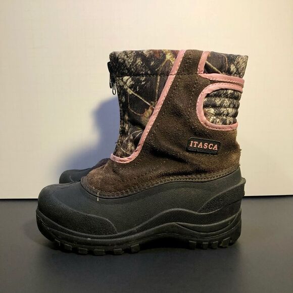 Girls ITASCA Brown / Camo Print Outdoor Boots / Size 2 - Picture 4 of 10